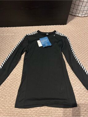 Helly Hansen Black Long-Sleeve Performance Top with White Stripe Accents